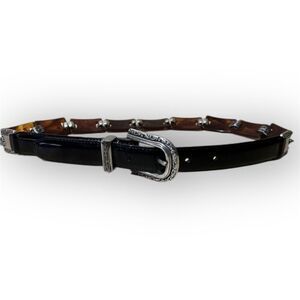 Brighton Vintage Leather & Tortoise Shell Bakelite Style Belt 42103 Womens Small